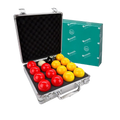 Aramith Premier Red & Yellow Pool Balls + Baize Master Ball Case Bundle