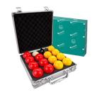 Aramith Premier Red & Yellow Pool Balls + Baize Master Ball Case Bundle