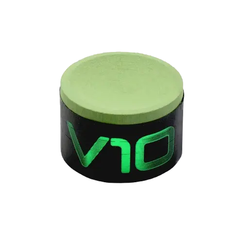 Green cue chalk with a black casing